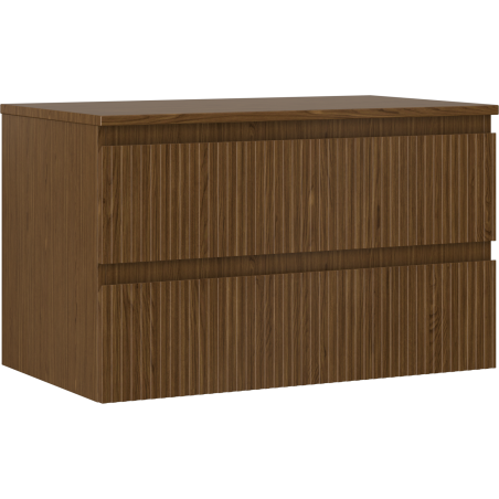 Mexen Rivel meuble de salle de bain sous-lavabo 80 cm avec plateau, 2 tiroirs, rainuré, noyer - 91A20-08047-2-BFFC86