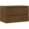 Mexen Rivel meuble de salle de bain sous-vasque 80 cm avec plateau, 2 tiroirs, rainuré, noyer - 91A20-08047-2-BFFC86