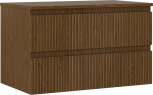 Mexen Rivel meuble de salle de bain sous-vasque 80 cm avec plateau, 2 tiroirs, rainuré, noyer - 91A20-08047-2-BFFC86