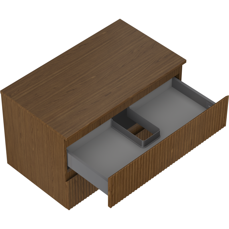 Mexen Rivel meuble de salle de bain sous-lavabo 80 cm avec plateau, 2 tiroirs, rainuré, noyer - 91A20-08047-2-BFFC86