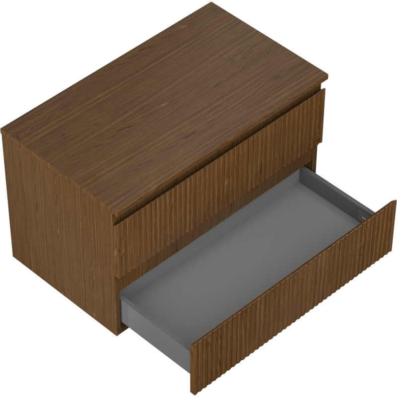 Mexen Rivel meuble de salle de bain sous-lavabo 80 cm avec plateau, 2 tiroirs, rainuré, noyer - 91A20-08047-2-BFFC86
