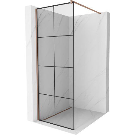 Mexen Kioto paroi de douche Walk-in 70 x 200 cm, grille noire 8 mm, or rose - 800-070-101-60-77
