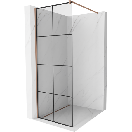 Mexen Kioto paroi de douche Walk-in 80 x 200 cm, grille noire 8 mm, or rose - 800-080-101-60-77