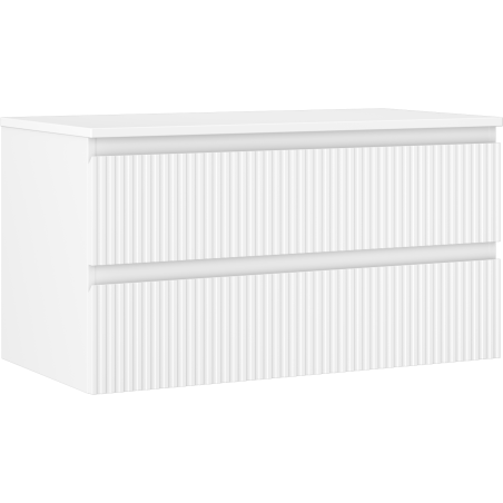 Mexen Rivel armoire de salle de bain sous lavabo 90 cm avec plateau, 2 tiroirs, rainurée, blanc mat - 91A20-09047-2-BFFC01