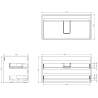 Mexen Rivel meuble de salle de bains sous vasque 90 cm avec plateau, 2 tiroirs, rainuré, gris mat - 91A20-09047-2-BFFC62