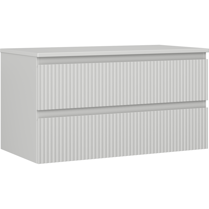 Mexen Rivel meuble de salle de bains sous vasque 90 cm avec plateau, 2 tiroirs, rainuré, gris mat - 91A20-09047-2-BFFC62
