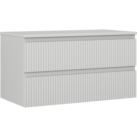 Mexen Rivel meuble de salle de bains sous vasque 90 cm avec plateau, 2 tiroirs, rainuré, gris mat - 91A20-09047-2-BFFC62