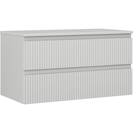 Mexen Rivel meuble-lavabo 90 cm avec plateau, 2 tiroirs, rainuré, gris mat - 91A20-09047-2-BFFC62