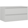 Mexen Rivel meuble de salle de bains sous vasque 90 cm avec plateau, 2 tiroirs, rainuré, gris mat - 91A20-09047-2-BFFC62