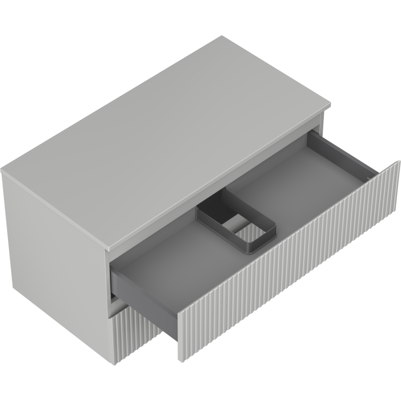 Mexen Rivel meuble de salle de bains sous vasque 90 cm avec plateau, 2 tiroirs, rainuré, gris mat - 91A20-09047-2-BFFC62
