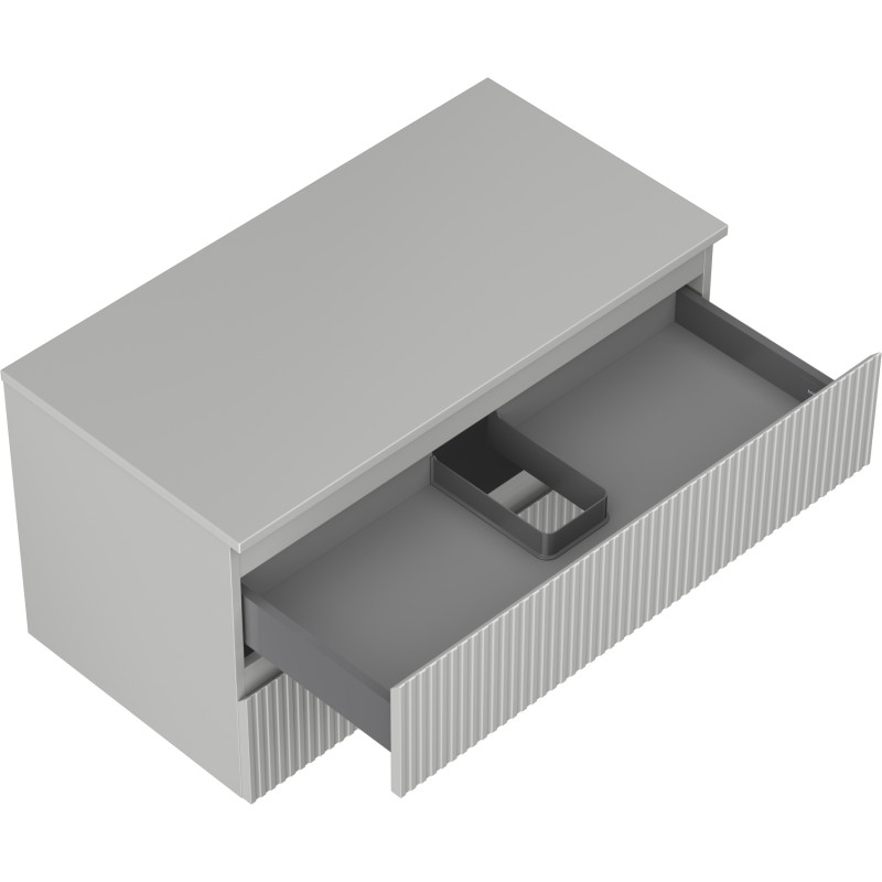 Mexen Rivel meuble-lavabo 90 cm avec plateau, 2 tiroirs, rainuré, gris mat - 91A20-09047-2-BFFC62