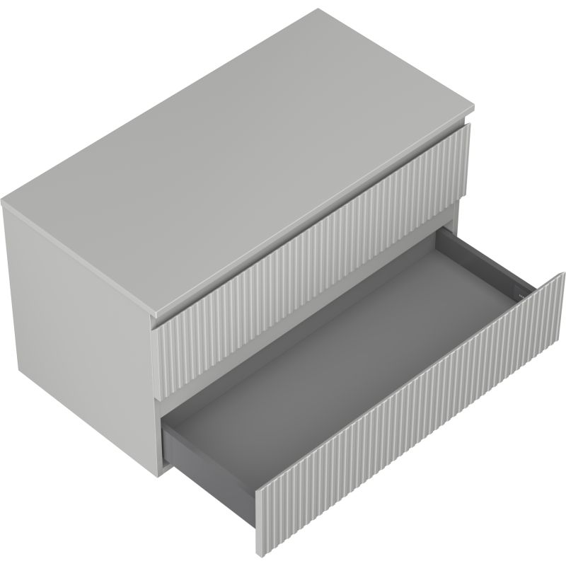 Mexen Rivel meuble de salle de bains sous vasque 90 cm avec plateau, 2 tiroirs, rainuré, gris mat - 91A20-09047-2-BFFC62