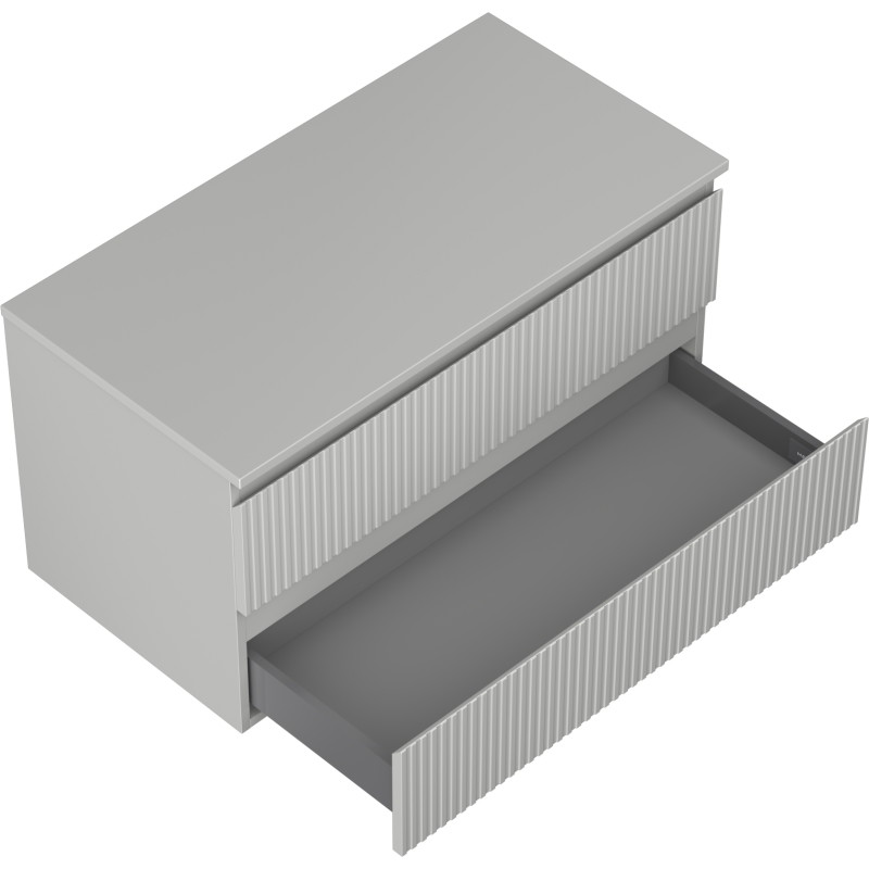 Mexen Rivel meuble-lavabo 90 cm avec plateau, 2 tiroirs, rainuré, gris mat - 91A20-09047-2-BFFC62