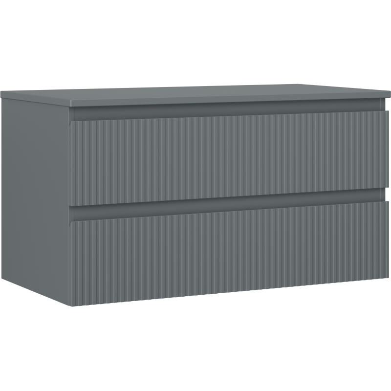Mexen Rivel meuble de salle de bain sous-lavabo 90 cm avec plateau, 2 tiroirs, rainuré, graphite mat - 91A20-09047-2-BFFC66