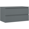 Mexen Rivel meuble de salle de bain sous-lavabo 90 cm avec plateau, 2 tiroirs, rainuré, graphite mat - 91A20-09047-2-BFFC66