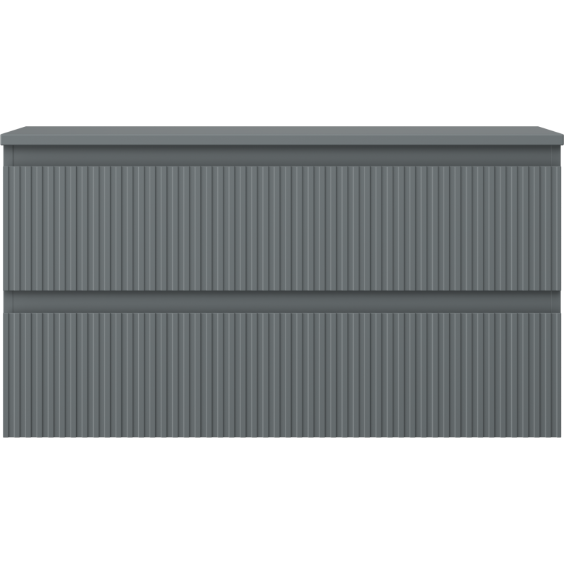 Mexen Rivel meuble de salle de bain sous-lavabo 90 cm avec plateau, 2 tiroirs, rainuré, graphite mat - 91A20-09047-2-BFFC66