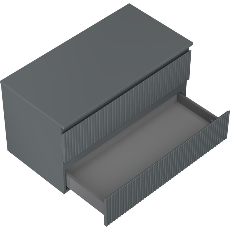 Mexen Rivel meuble de salle de bain sous-lavabo 90 cm avec plateau, 2 tiroirs, rainuré, graphite mat - 91A20-09047-2-BFFC66