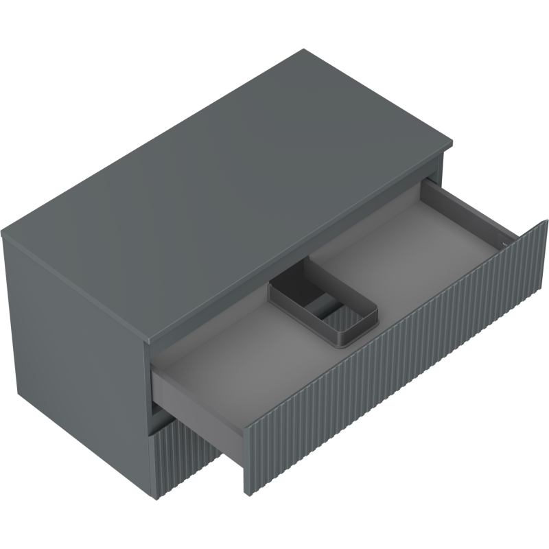 Mexen Rivel meuble de salle de bain sous-lavabo 90 cm avec plateau, 2 tiroirs, rainuré, graphite mat - 91A20-09047-2-BFFC66
