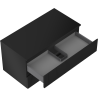 Mexen Rivel meuble de salle de bain sous-vasque 90 cm avec plateau, 2 tiroirs, rainuré, noir mat - 91A20-09047-2-BFFC71
