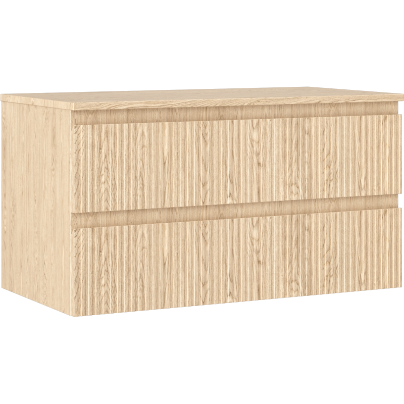 Mexen Rivel meuble de salle de bain sous-vasque 90 cm avec plateau, 2 tiroirs, rainurés, chêne - 91A20-09047-2-BFFC81