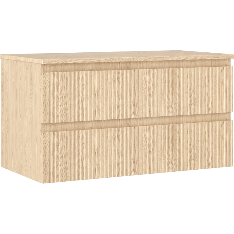 Mexen Rivel meuble de salle de bains sous lavabo 90 cm avec plan, 2 tiroirs, rainuré, chêne - 91A20-09047-2-BFFC81