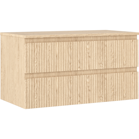 Mexen Rivel meuble de salle de bain sous-vasque 90 cm avec plateau, 2 tiroirs, rainurés, chêne - 91A20-09047-2-BFFC81