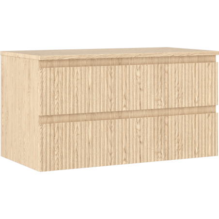 Mexen Rivel meuble de salle de bains sous lavabo 90 cm avec plan, 2 tiroirs, rainuré, chêne - 91A20-09047-2-BFFC81