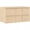 Mexen Rivel meuble de salle de bain sous-vasque 90 cm avec plateau, 2 tiroirs, rainurés, chêne - 91A20-09047-2-BFFC81