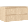 Mexen Rivel meuble de salle de bains sous lavabo 90 cm avec plan, 2 tiroirs, rainuré, chêne - 91A20-09047-2-BFFC81