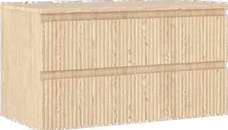 Mexen Rivel meuble de salle de bain sous-vasque 90 cm avec plateau, 2 tiroirs, rainurés, chêne - 91A20-09047-2-BFFC81