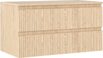 Mexen Rivel meuble de salle de bains sous lavabo 90 cm avec plan, 2 tiroirs, rainuré, chêne - 91A20-09047-2-BFFC81