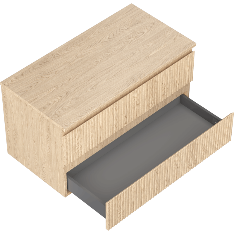 Mexen Rivel meuble de salle de bain sous-vasque 90 cm avec plateau, 2 tiroirs, rainurés, chêne - 91A20-09047-2-BFFC81
