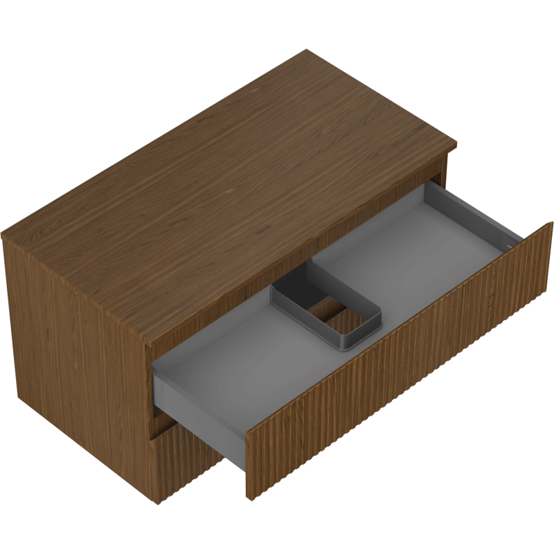 Mexen Rivel meuble de salle de bain sous lavabo 90 cm avec plateau, 2 tiroirs, rainuré, noyer - 91A20-09047-2-BFFC86