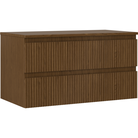 Mexen Rivel armoire de salle de bain sous lavabo 90 cm avec plateau, 2 tiroirs, rainurée, noyer - 91A20-09047-2-BFFC86