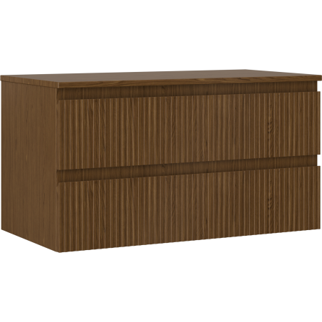 Mexen Rivel meuble de salle de bain sous lavabo 90 cm avec plateau, 2 tiroirs, rainuré, noyer - 91A20-09047-2-BFFC86