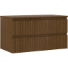 Mexen Rivel armoire de salle de bain sous lavabo 90 cm avec plateau, 2 tiroirs, rainurée, noyer - 91A20-09047-2-BFFC86