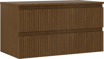 Mexen Rivel armoire de salle de bain sous lavabo 90 cm avec plateau, 2 tiroirs, rainurée, noyer - 91A20-09047-2-BFFC86