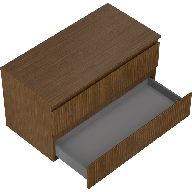 Mexen Rivel meuble de salle de bain sous lavabo 90 cm avec plateau, 2 tiroirs, rainuré, noyer - 91A20-09047-2-BFFC86