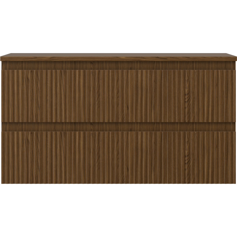 Mexen Rivel meuble de salle de bain sous lavabo 90 cm avec plateau, 2 tiroirs, rainuré, noyer - 91A20-09047-2-BFFC86