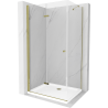 Mexen Lima cabine de douche pliante 80 x 70 cm, transparente, dorée + receveur plat - 856-080-070-50-00-4010