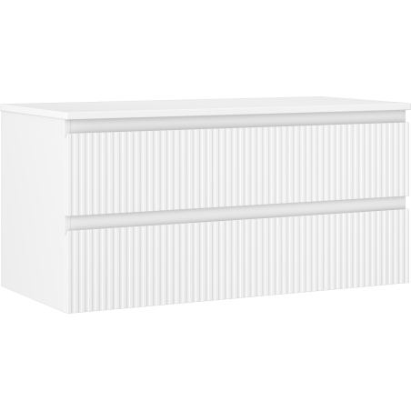 Mexen Rivel meuble de salle de bain sous lavabo 100 cm avec plateau, 2 tiroirs, rainuré, blanc mat - 91A20-10047-2-BFFC01