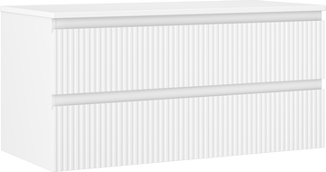 Mexen Rivel armoire de salle de bain sous-lavabo 100 cm avec plateau, 2 tiroirs, rainurée, blanc mat - 91A20-10047-2-BFFC01