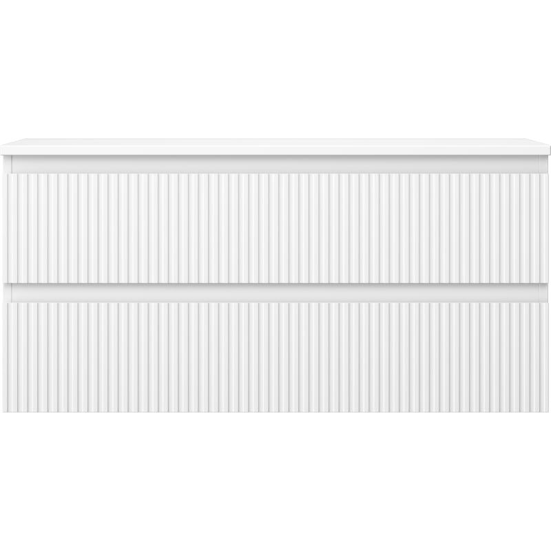 Mexen Rivel meuble de salle de bain sous lavabo 100 cm avec plateau, 2 tiroirs, rainuré, blanc mat - 91A20-10047-2-BFFC01