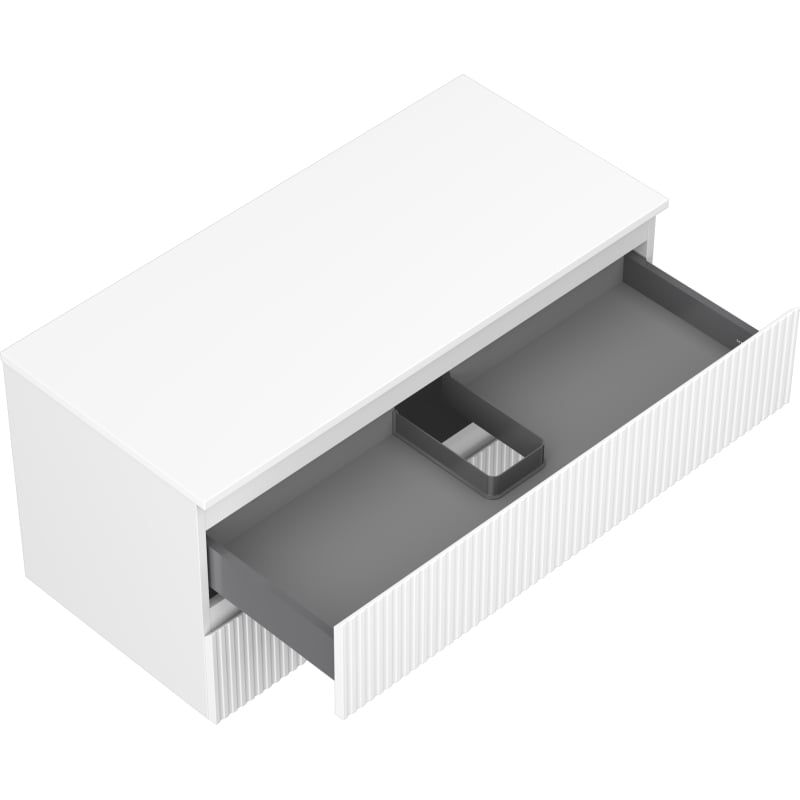 Mexen Rivel meuble de salle de bain sous lavabo 100 cm avec plateau, 2 tiroirs, rainuré, blanc mat - 91A20-10047-2-BFFC01