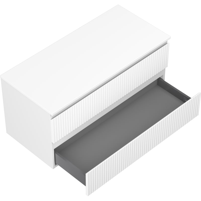 Mexen Rivel meuble de salle de bain sous lavabo 100 cm avec plateau, 2 tiroirs, rainuré, blanc mat - 91A20-10047-2-BFFC01