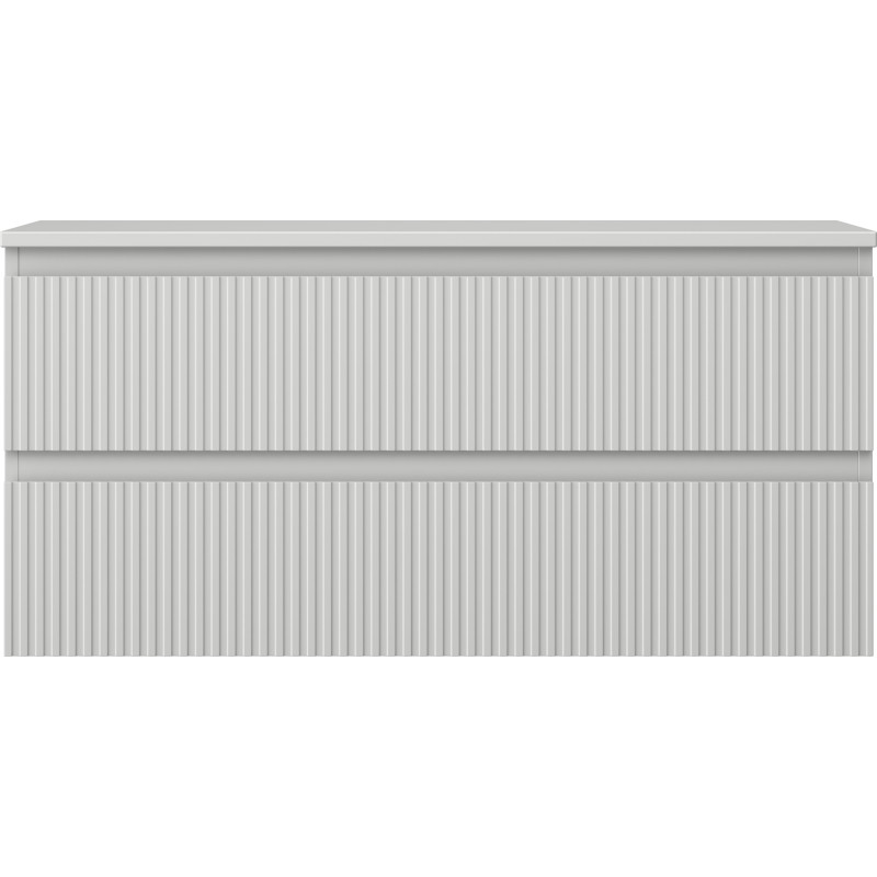 Mexen Rivel armoire de salle de bains sous lavabo 100 cm avec plateau, 2 tiroirs, rainurée, gris mat - 91A20-10047-2-BFFC62