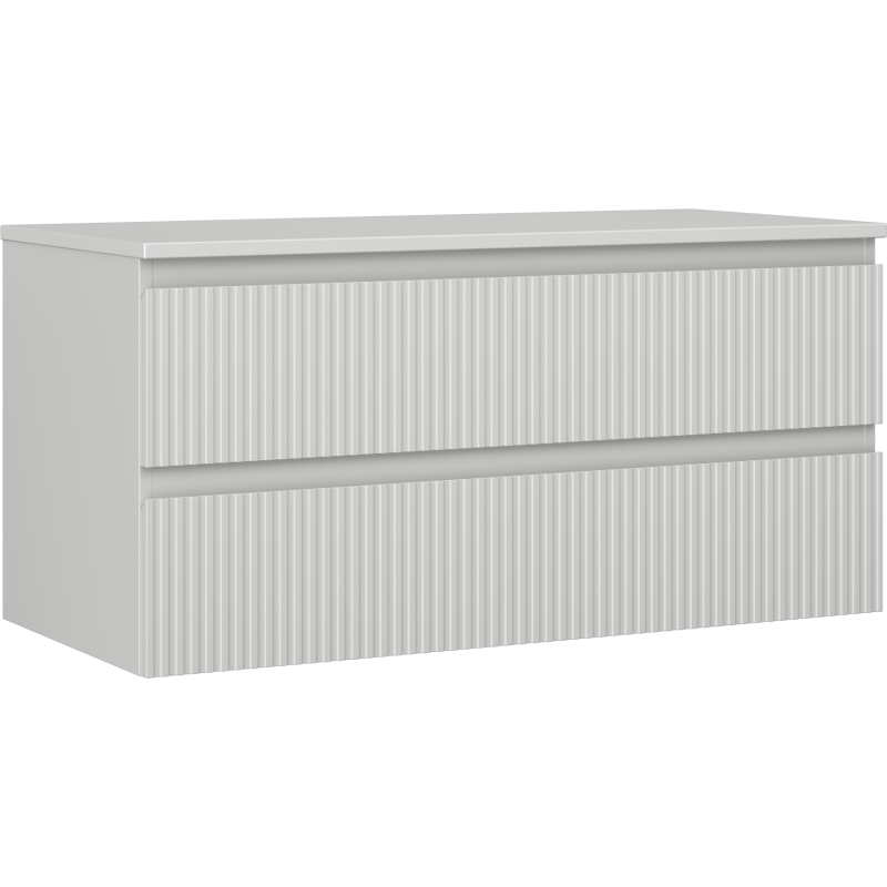 Mexen Rivel meuble de salle de bain sous-lavabo 100 cm avec dessus, 2 tiroirs, rainuré, gris mat - 91A20-10047-2-BFFC62