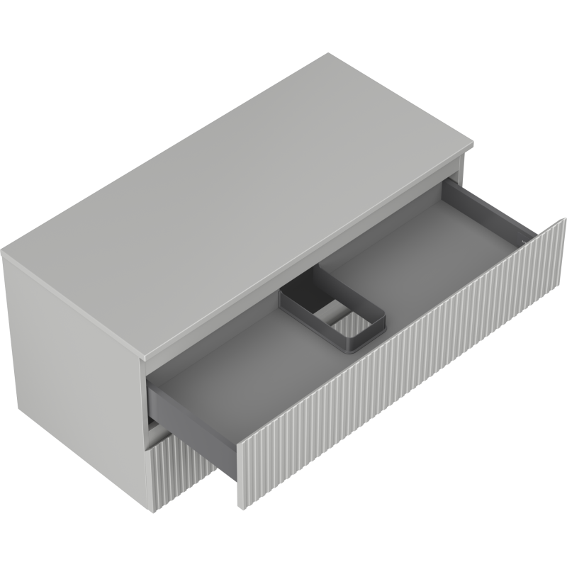 Mexen Rivel meuble de salle de bain sous-lavabo 100 cm avec dessus, 2 tiroirs, rainuré, gris mat - 91A20-10047-2-BFFC62