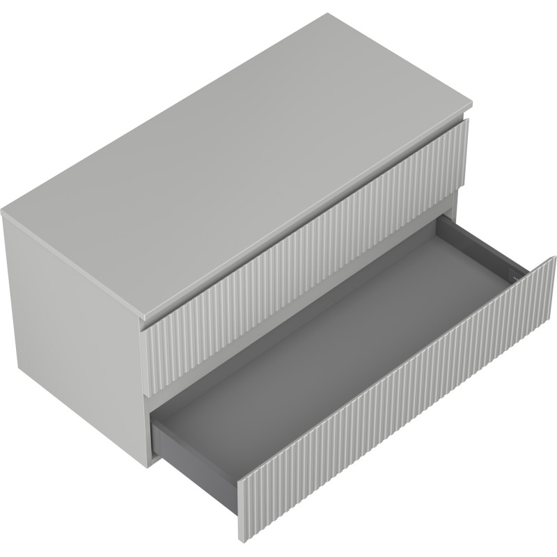 Mexen Rivel armoire de salle de bains sous lavabo 100 cm avec plateau, 2 tiroirs, rainurée, gris mat - 91A20-10047-2-BFFC62
