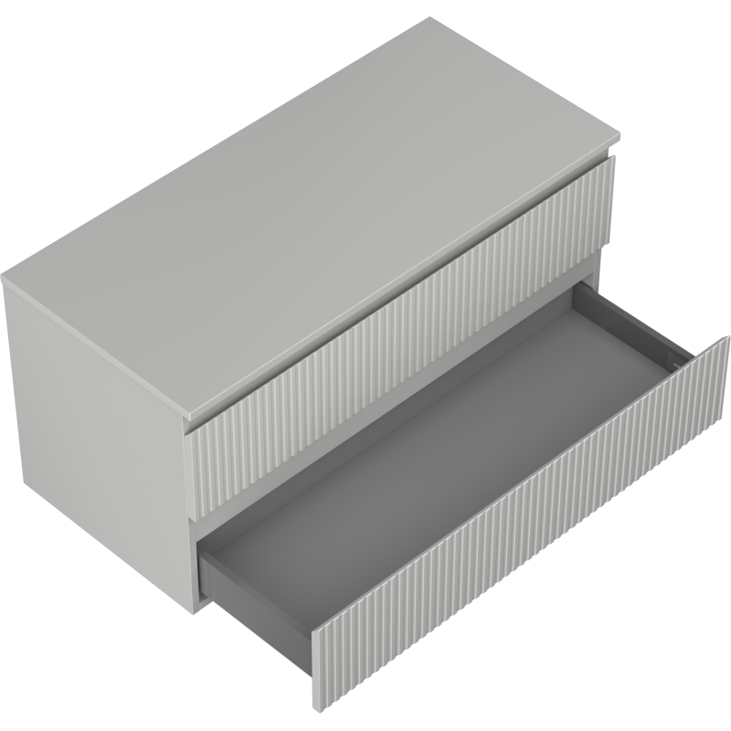 Mexen Rivel meuble de salle de bain sous-lavabo 100 cm avec dessus, 2 tiroirs, rainuré, gris mat - 91A20-10047-2-BFFC62